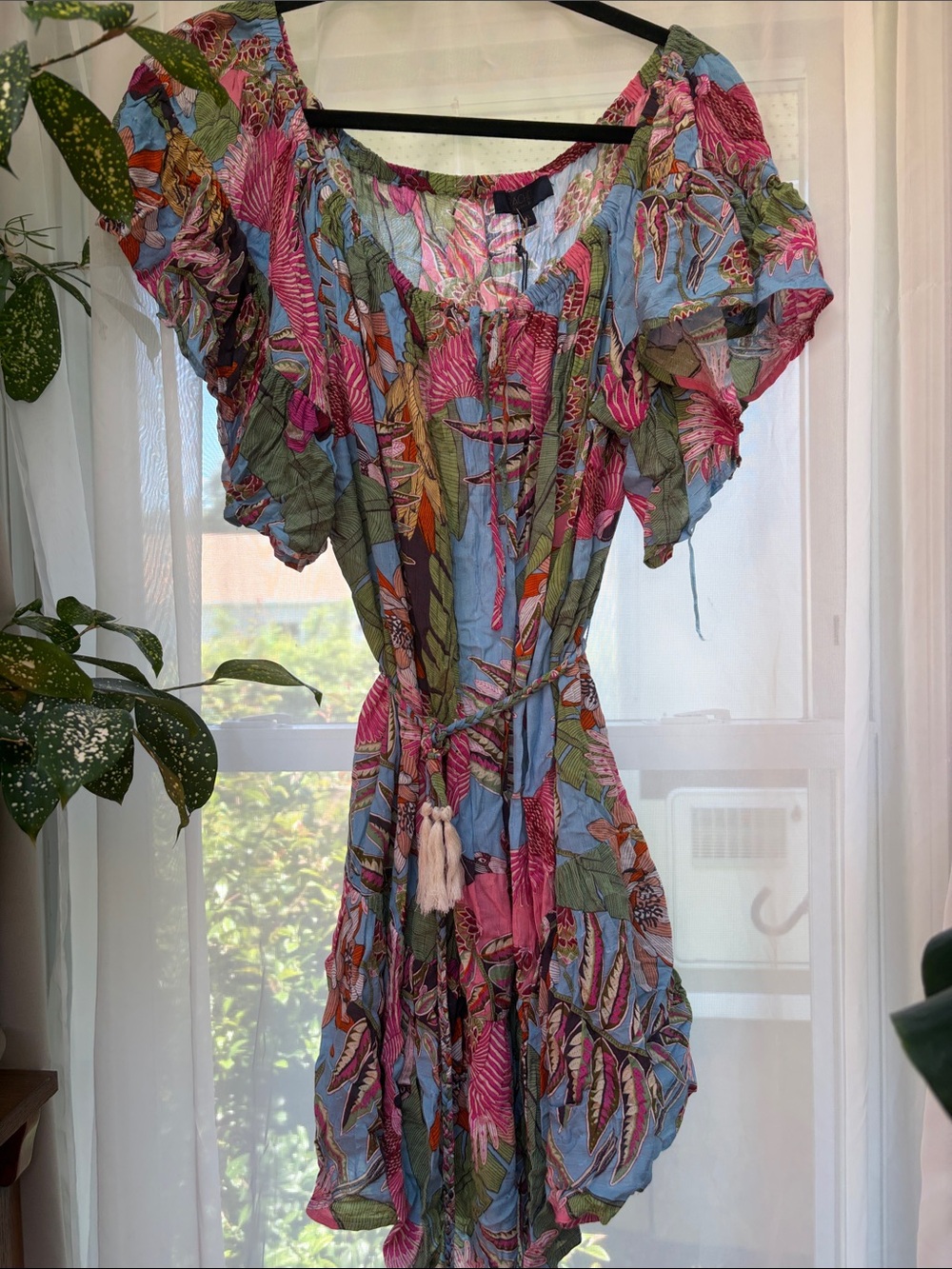 Rachel Roy Boho Off-Shoulder Floral Tie-Waist Dress in Multicolor